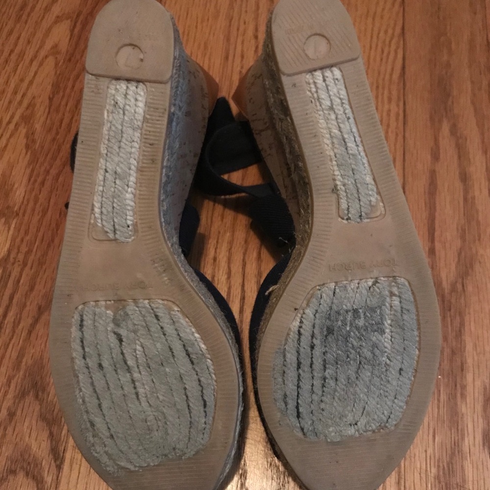 Tory Burch cork wedge peep toe elastic strap